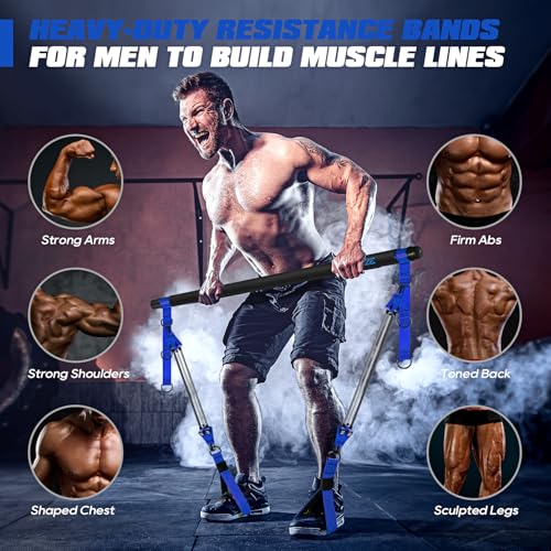 Image of KUTIZE Pilates Bar Kit with Resistance Bands, Heavy Duty Pilates Equipment for Men, Training Bands with Handles for Legs, Hip, Back, Arm, Abs, Chest, Shoulders, Portable Home Gym Workout Equipment