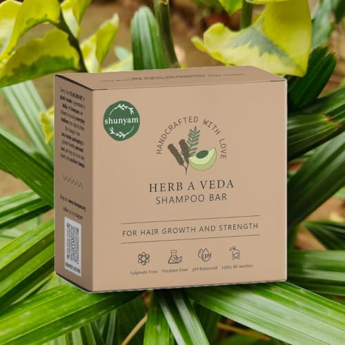 Image of Shunyam Herb A Veda Shampoo Bar with Amla, Shikakai, Reetha & Bhringraj | For Hair Growth | For All Hair Types | Sulphate & Paraben Free | Herbal & Natural Hair Care | 70g