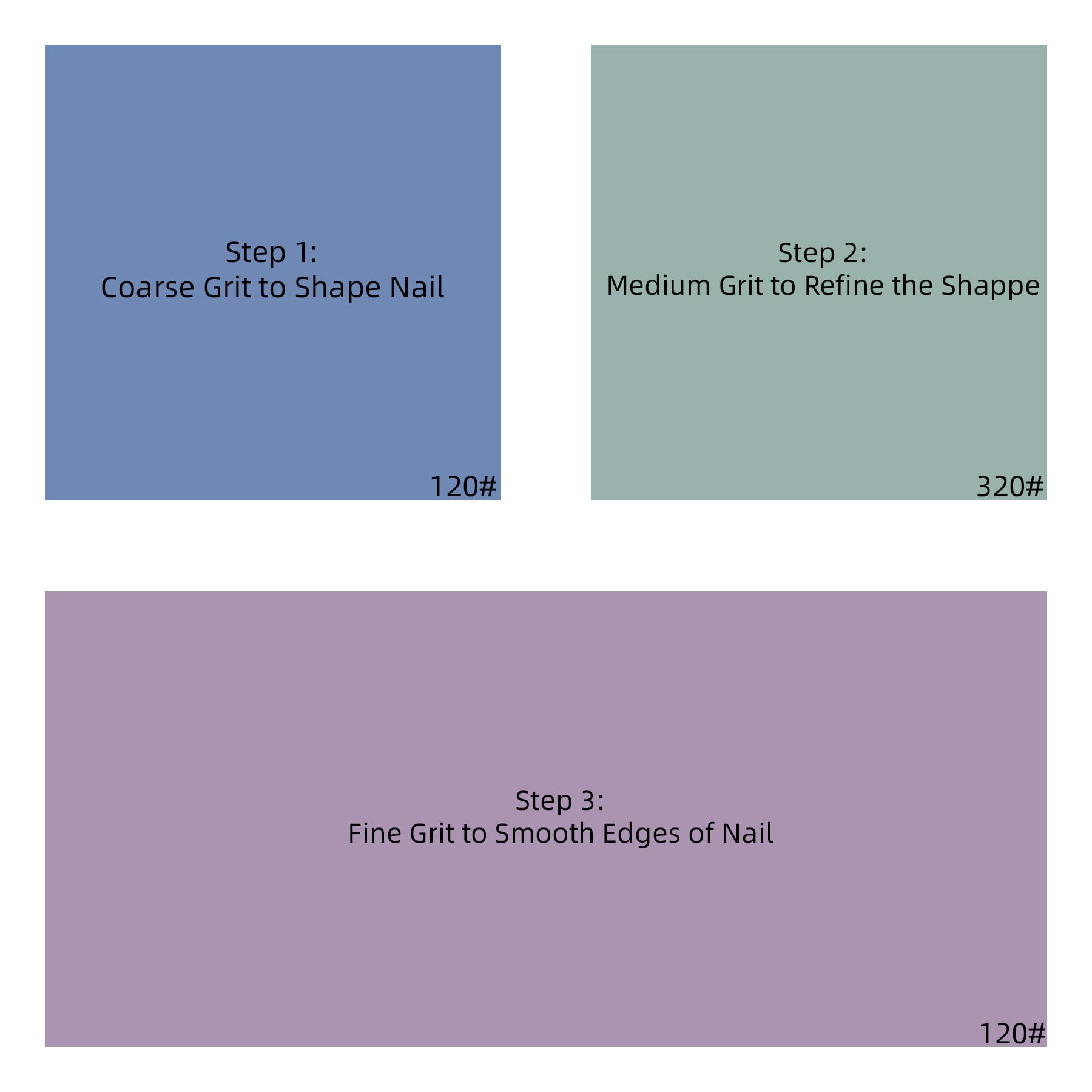 7 Way Nail Files and Buffer, All-in-One Versatile Manicure Tools Kit for Shaping, Contouring, Smoothing, Polishing, Shining Nails, Pack of 3