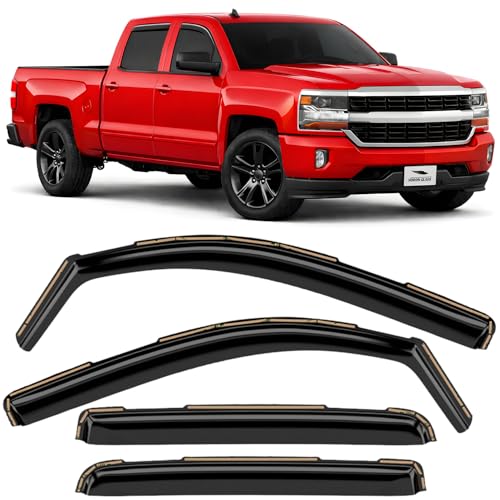 Voron Glass in-Channel Extra Durable Rain Guards for Trucks Chevrolet (Chevy) Silverado/GMC Sierra 2014-2018 Crew Cab Window Deflectors Vent Window Visors 4 Pieces - 220009