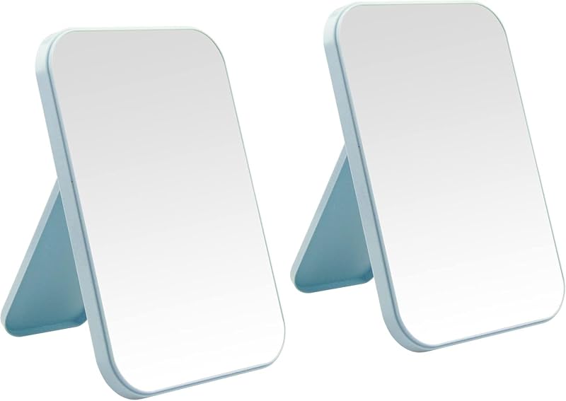 Nutair Espelho para Maquiagem de Mesa e Parede, Retangular, Azul, 20,0 x 13,5 cm, Pacote com 2
