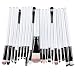 KOLIGHT® Pack of 20pcs Cosmetic Eye Shadow Sponge Eyeliner Eyebrow Lip Nose Foundation Powder Makeup Brushes Sets (Black&White)