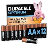 Duracell Pila Alcalina AA - Pack x12 Optimum Dura 30X Más