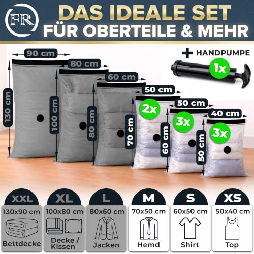 8x Vakuumbeutel für Kleidung Reise mit Handpumpe I Reise Vakuumierbeutel – Ansicht 3
