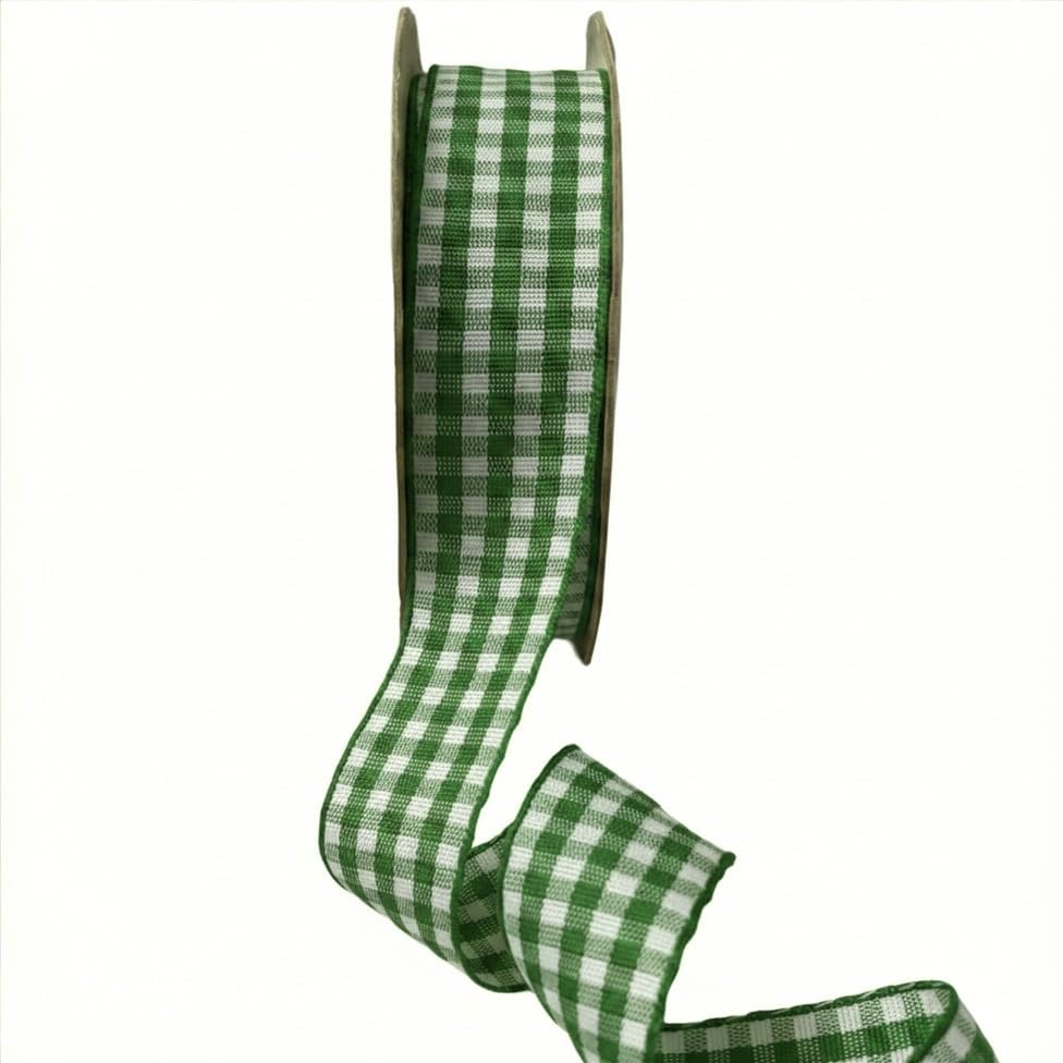 Bells&Whistles Gingham Small Check Ribbon | Christmas, Festive Decoration | Length: 10 Yards Width : 1 inch | (Forest Green)-image-18