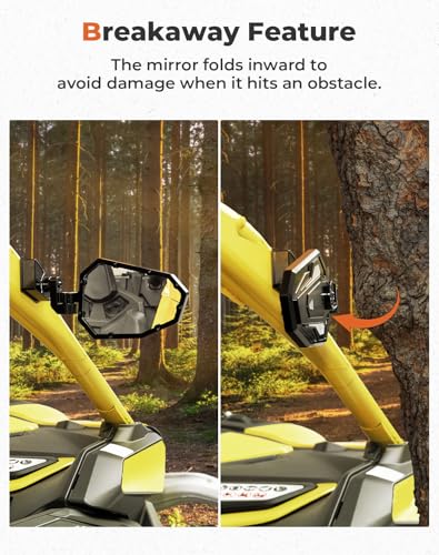Image of KEMIMOTO UTV Aluminum Side Mirrors with Adjustable Mirror Compatible with Can Am Maverick R 2024 2025, Shatterproof Glass