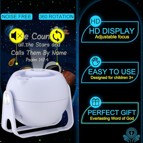 Image of Aurelema Bible Verses Projector Galaxy Projector Includes 12 Interchangeable Christian Discs Night Light Set Project Religious on Walls or Ceilings for Gift(Classic)