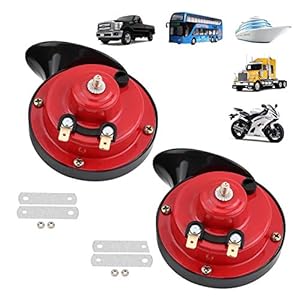 Tinkel Horns for Trucks 300DB Corne d’escargot électrique à air fort, Kit de klaxons étanches 12V Super fort pour camions, voitures, motos, vélos et bateaux 2 PCS