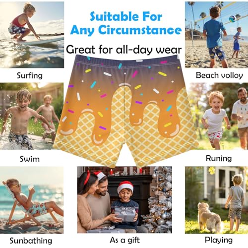 Boys Swim Trunks Quick Dry Kids Bathing Suit Blue Orange Ice Cream Toddler Swim Shorts Boardshorts Swimwear 3t2