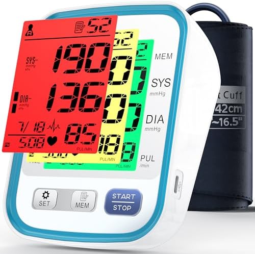 Blood Pressure Machine for Home Use, 3 Color Backlit Blood Pressu...