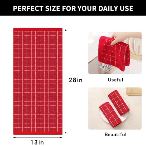 Image of Homaxy 100% Cotton Terry Kitchen Towels, 8 Pack, Red