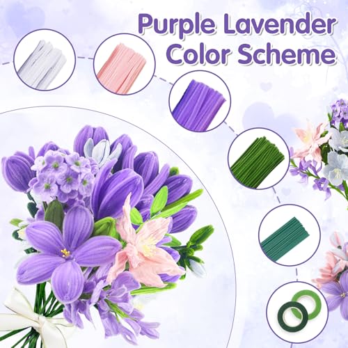 Image of 1000 PCS Pipe Cleaners Craft,Pipe Cleaners Flowers Kit with Handle