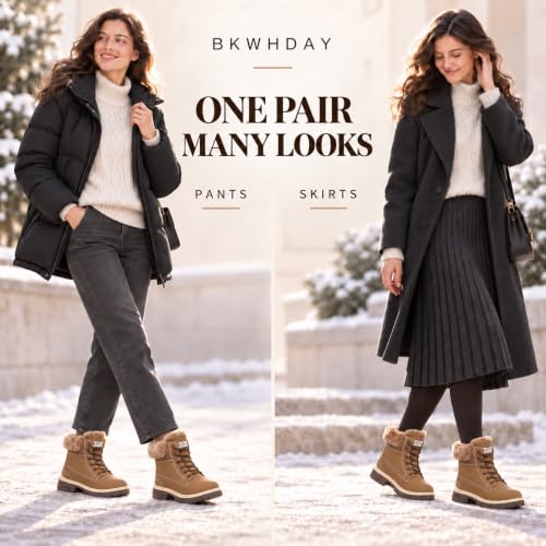 BKWHDAY Winter Boots for Women Snow Boot Waterproof Non Slip - image 7