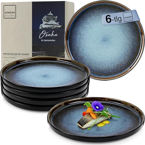 SÄNGER Osaka | Teller Set 6 Personen, Steingut Geschirr Set 6 teilig,...