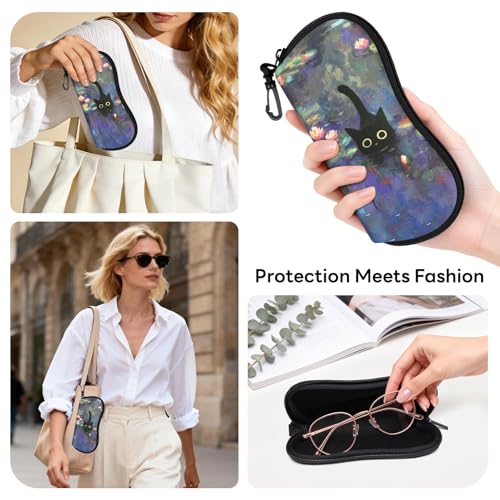 Image of Sunglasses Case with Belt Clip, Ultra Light Neoprene Zipper Soft Padded Glasses Case for Women Men