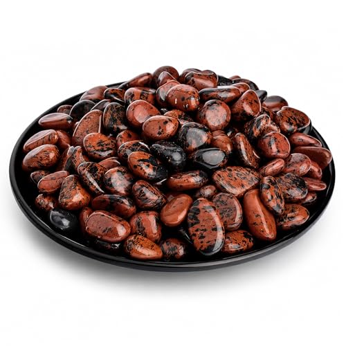 Image of Polished Mahogany Obsidian Crystal Chips Set, 0.4'', 128 Pcs - Handpicked Natural Tumbled Stones and Crystals Bulk for Healing, Reiki, Meditation, Witchcraft and Home Decor
