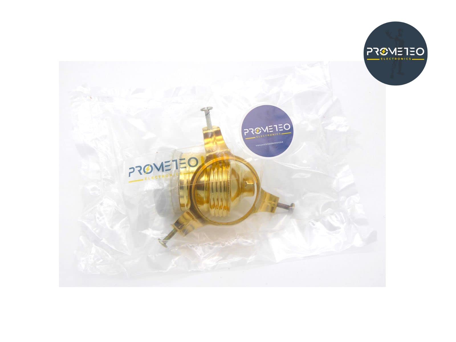 Set portalampade E27 antichizzato Metallo e porcellana + Ghiera a ragno blocca paralume