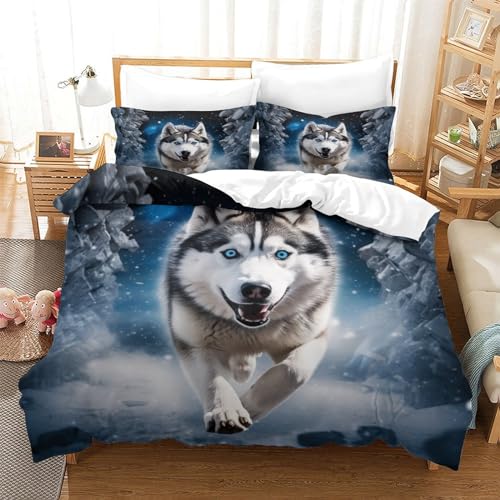 Chiens de traîneau housse de couette avec fermeture éclair 3D - 3