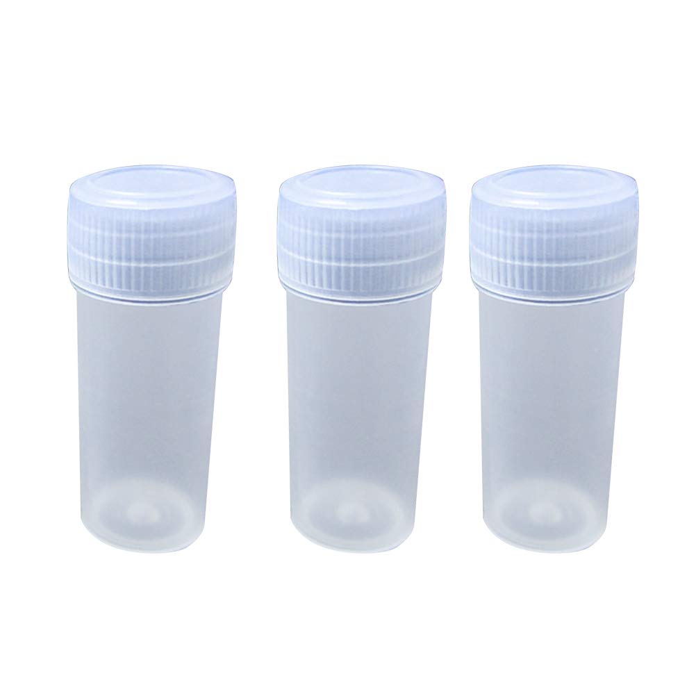 100pcs Transparent Plastic Test Tubes with Screw Caps Empty Vial Storage Container Self Standing Polypropylene Transport Tube Sample Bottles for Lab 5ml