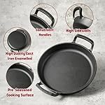 onlyfire Pre-Seasoned Cast Iron Skillet, Round Frying Pan with Nonstick Grill Surface and Dual Handles, 10 Inch Cast Iron Pan - Compatible With All Stovetops - Oven Safe & Rust Resistant - Image 3