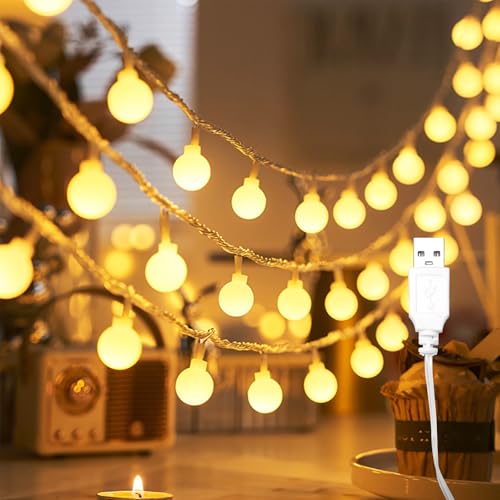 Kaleora USB LED Kugel-Lichterkette, 6M 40 LED Globe Lichterkette,...