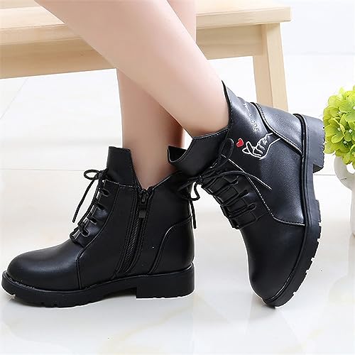 Girls Short Ankle Boots Side Zipper Lace up Work Boots Waterproof Combat Boots Work Boots for Boys Girls4