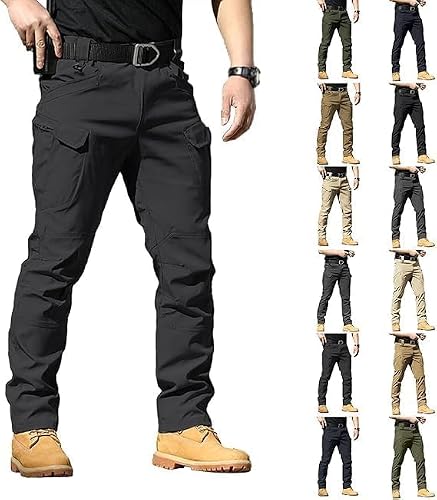 Générique Pantalon Tactique Homme Cargo Treillis Militaire Randonnée Chasse Pantalon de Travail Cargo Homme Tactique Stretch Extensible Séchage Rapide Vetement de Travail (Black, M)