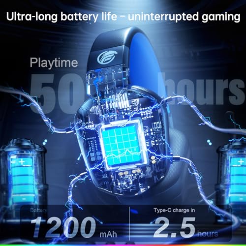 Fachixy Casque de Jeu FC-300 avec Microphone, Casque sans Fil 2,4 G pour PS5, PS4, PC, Switch, Mac, Son Surround, Casque de Jeu Pliable Bluetooth sans Fil avec lumière LED, Plus de 50 Heures – Image 6