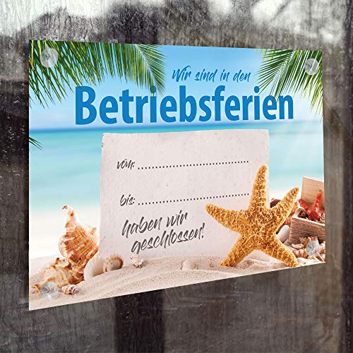 Cartel de vacaciones operativas, caminos cerrados, cristal acrílico para escribir, DIN A5, incluye 4 ventosas Cover