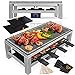 Produktbild KESSER® Raclette Grill Edelstahl Tischgrill für 8 Personen - Partygrill 1500 W - mit 8 Pfannen und Holzspatel - Mit Naturstein-Platte und Alu Grillplatte Antihaftbeschichtung stufenloses Thermostat