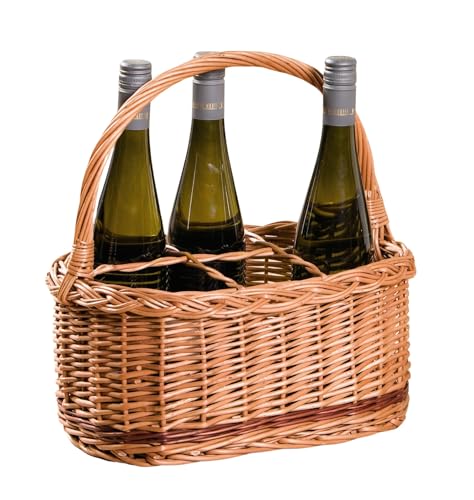 Dekoleidenschaft Panier à bouteilles Rustico en osier pour 6 bouteilles, porte-bouteilles, porte-boissons, panier à boissons