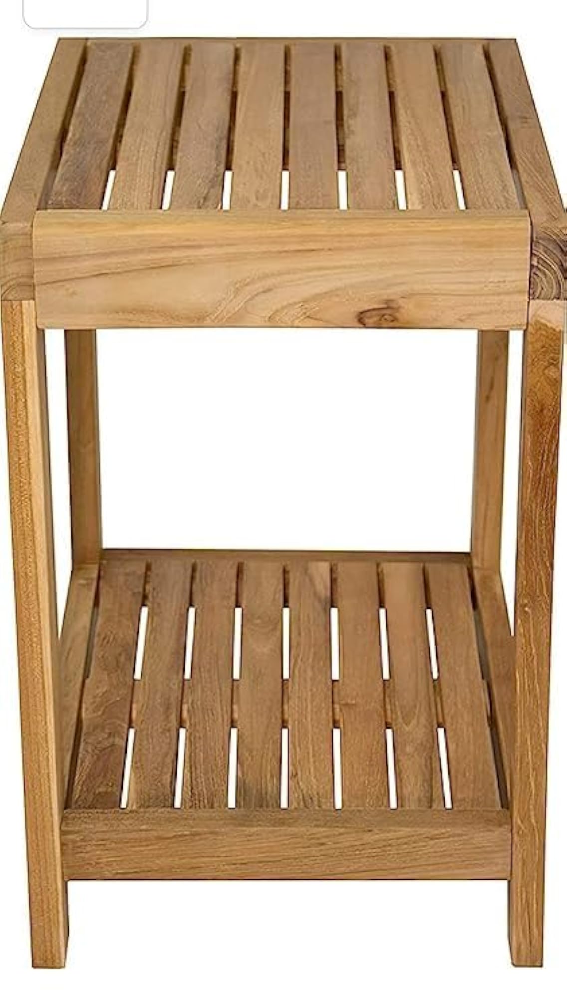 Teak Wooden Shower Bench Stool with Storage Shelf