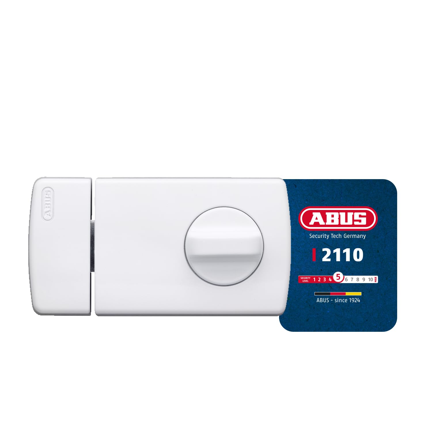 ABUS Cierre extra 2110 - cerrojo de seguridad adicional con pomo giratorio en el interior y cilindro de cierre en el exterior - para puertas de entrada con apertura a izquierda y derecha - blanco