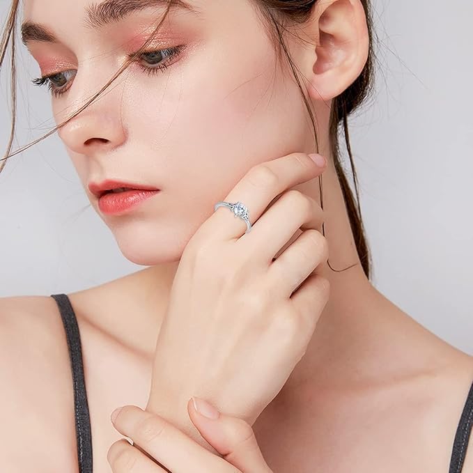 DIYA 1CT Moissanite Heart/Square Celtic Rings for Women 925 Sterling Silver Celtic Knot Engagement Wedding Band Promise Anniversary Valentine's Day Christmas Jewelry Gifts for Her Wife Size 6-9 - Image 3