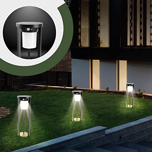 Lustrlach Solar Pathway Motion Sensor Lights Outdoor Waterproof 20In Modern Landscape Bollard Lights For Garden Walkway Patio,Dusk To Dawn Solar Powered Driveway Lights 3000K Warm White #TOP6