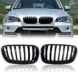 Front Bumper Grille for 2007-2013 BMW X5 E70 2008-2014 BMW X6 E71 Replacement Front Radiator Grill, ABS Upper Hood Hollow Grille Part Car Radiator Guard
