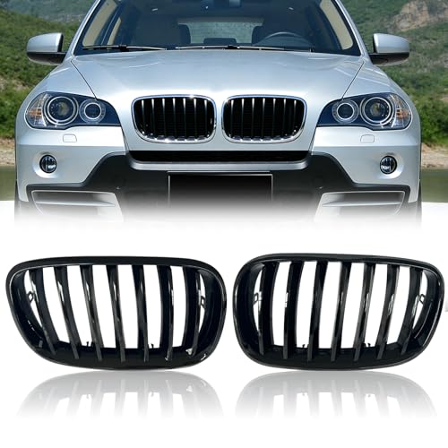 Front Bumper Grille for 2007-2013 BMW X5 E70 2008-2014 BMW X6 E71 Replacement Front Radiator Grill, ABS Upper Hood Hollow Grille Part Car Radiator Guard