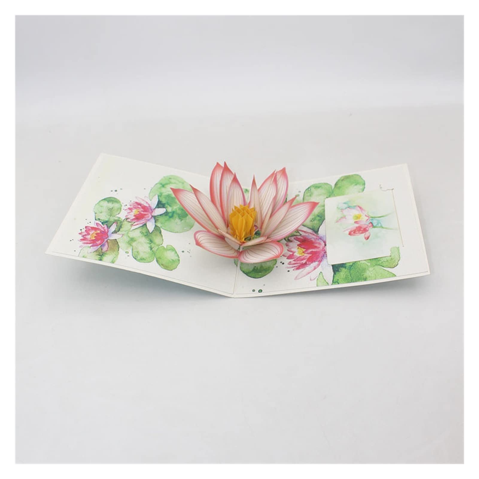 Carte de mariage Cartes de vœux Impression couleur 3D faite à la main Blooming Lotus Flower Papier Cartes de vœux Carte postale Thanksgiving Fête des mères Anniversaire Cadeau créatif Carte de vœux In