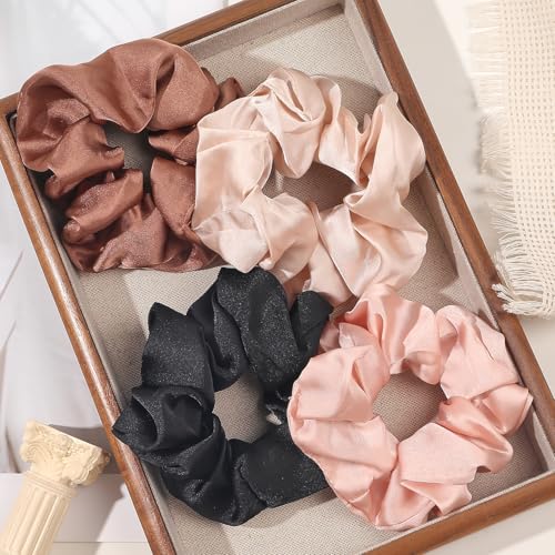 Image of Hair Scrunchies for Women - Hair Ties No Damage Both for Thick Hair or Thin Hair Curl Hair No Crease Scrunchies Ponytail Holder No Hurt Your Hair