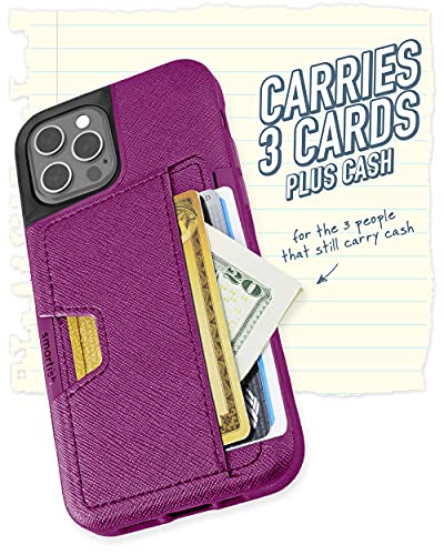 Image of Smartish iPhone 12 Pro Max Wallet Case - Wallet Slayer Vol. 2 [Slim Protective Kickstand] Credit Card Holder (Silk) - Purple Reign