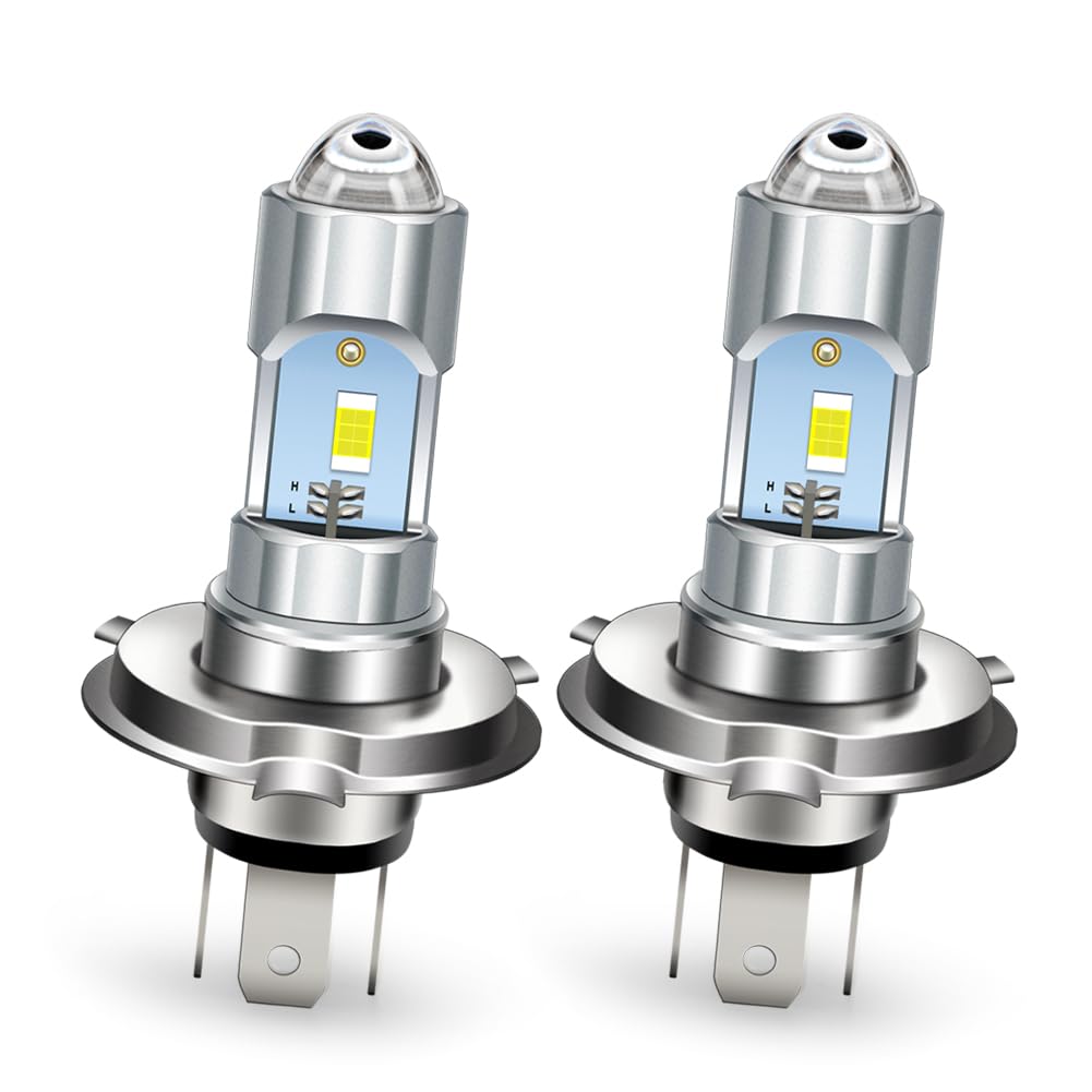 Ruiandsion - Lot de 2 phares LED avant H4 de 6 V à faisceau double haut et bas, 6000 K, couleur blanc 3570 puce pour motos, voitures et vélos, lumière antibrouillard