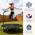ANCHEER Trampoline, 50'' Rebounder Trampoline for Adult with Bar, Indoor Outdoor Mini Trampoline, 550LBS Fitness Trampoline with Bungee, Jumping Cardio Equipment, Exercise Trampoline at Home Gym - Image 4