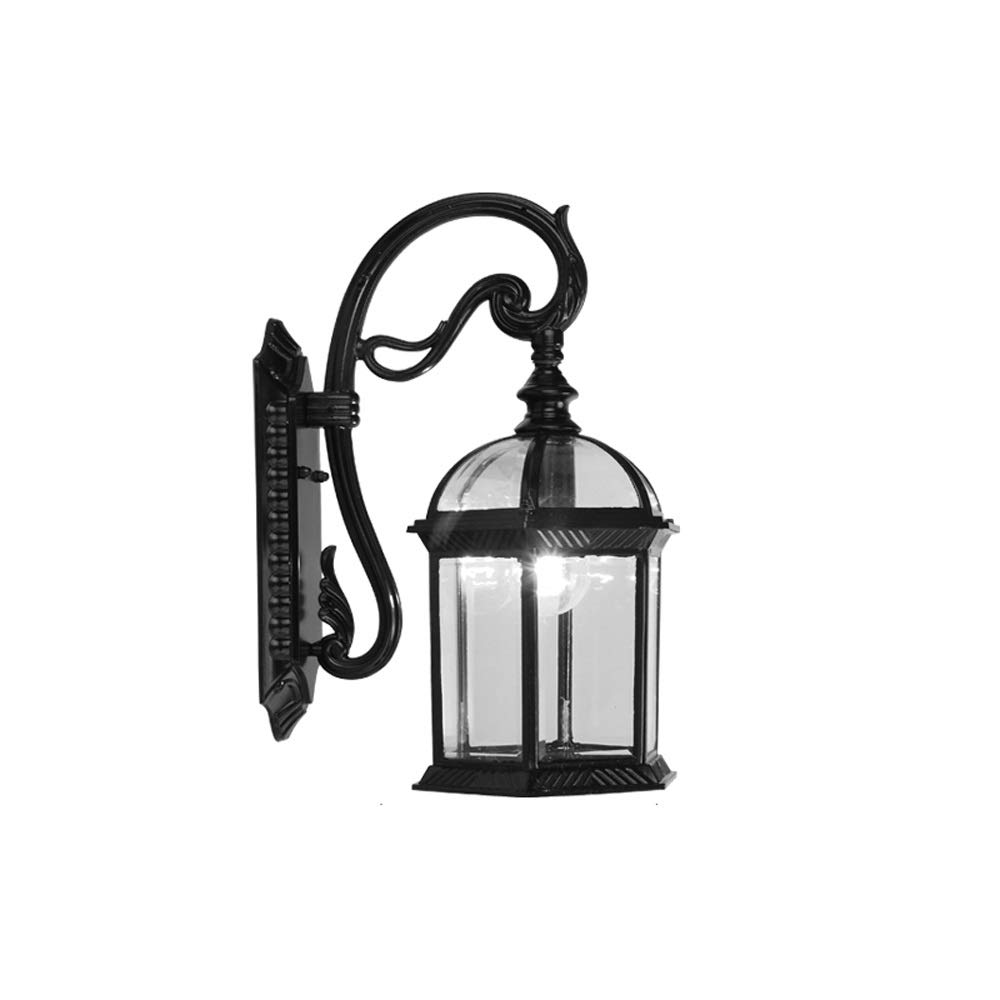 VDOQTLJT Outdoor Waterproof IP54 Wall Lantern Courtyard Garden Retro Nostalgic Decoration Exterior Lamp Park Gate Indoor Light Traditional E27(Nero)