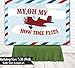 7x5ft Birthday Backdrop Vintage Aircraft Banner Background Kids Cartoon Plane Model Time Flies Grunge Sky Cloudscape Portrait Vinyl Prop Studio Wallpaper W-1983