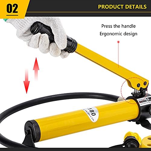 CGOLDENWALL CP-180 Manual Hydraulic Pump with 0.8m Hose- High Pressure: 60kg/²- Oil Content: 400cc- Suitable for Using with Varieties of Hydraulic Tools