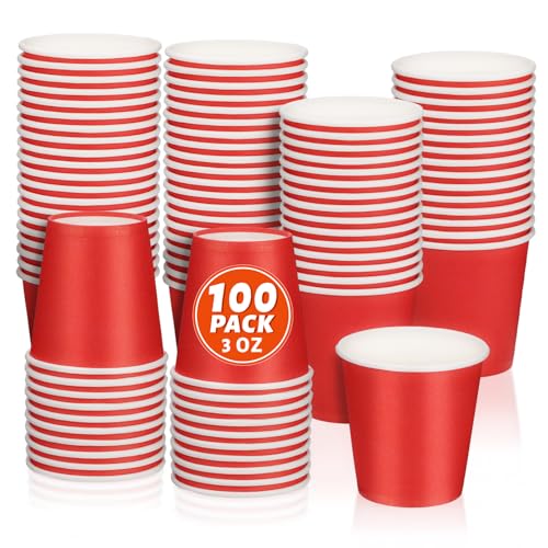 BUOKKON Lot de 100 gobelets en carton jetables pour salle de bain, bain de bouche, expresso, pour fête d'anniversaire, pique-nique, salle de bain,...