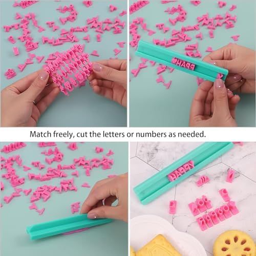 150 Pcs Alphabet Stamp and 3 Pcs Fondant Cookie Cutter Letters Lower & Upper Case Numbers and Punctuation Used for Decorating Cookies Cake Fondant
