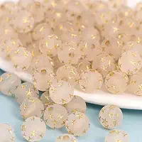 LadayPoa 150 peças de contas redondas de ouro fosco acrílico de 10 mm para fazer joias, contas de plástico com bolhas, pingentes para fazer pulseiras, colar, faça você mesmo, contas de chiclete de