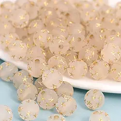 LadayPoa 150 peças de contas redondas de ouro fosco acrílico de 10 mm para fazer joias, contas de plástico com bolhas, pingentes para fazer pulseiras, colar, faça você mesmo, contas de chiclete de