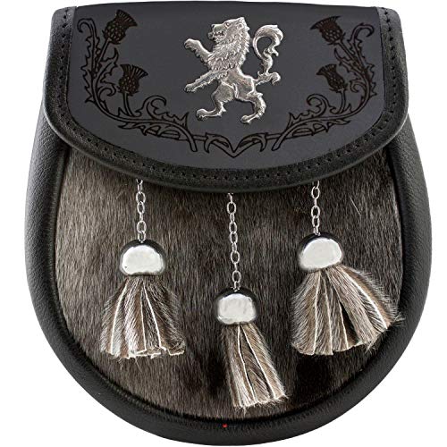 Sporran écossais en fausse fourrure marron pour fêtes et rassemblements